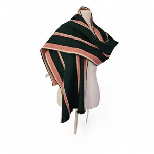 Madewell pink green white striped winter scarf wool mix made in Italy OS
